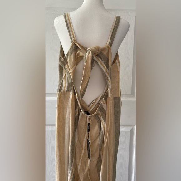NWT Romeo+ Juliet Linen Blend Tie Back Striped Wide Leg Jumpsuit Size M - Picture 5 of 14